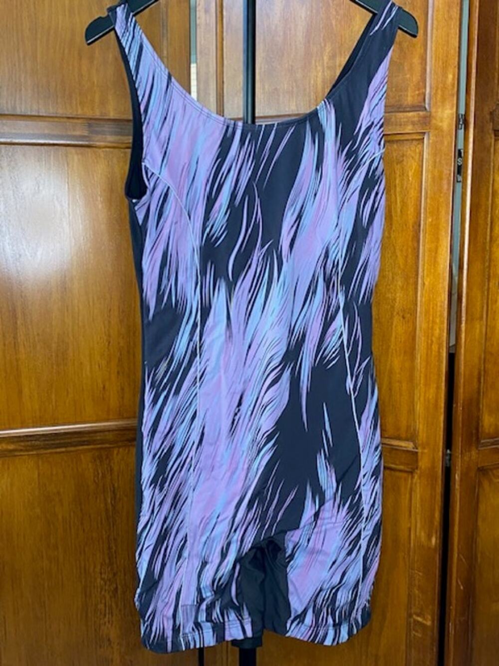 Adoretex Women’s XXL Purple Black Abstract Boyleg One Piece Swimsuit Athletic